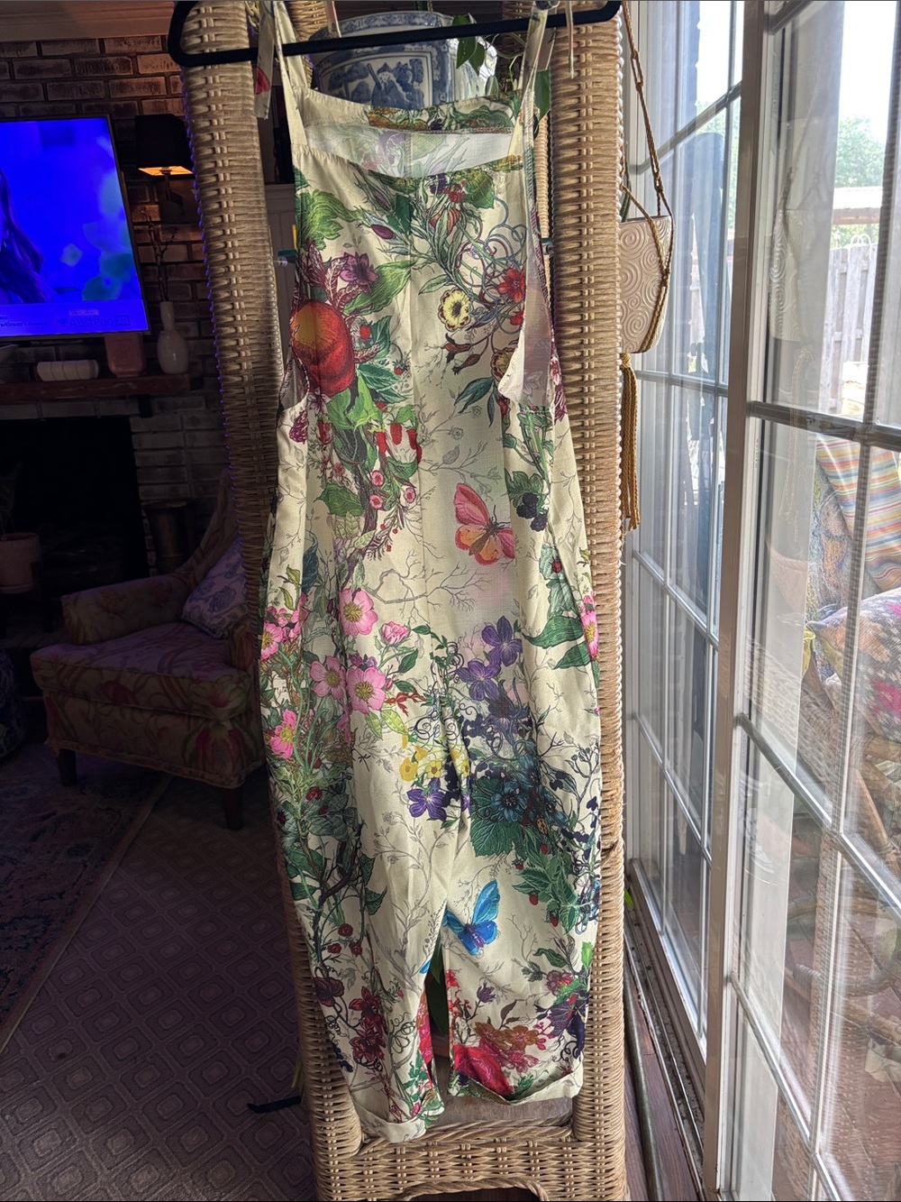 Sacred Threads Cream Floral & Butterfly Jumpsuit